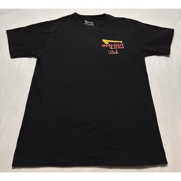 In-n-Out Burger UTAH Black T-shirt Adult Small Silkscreened Back Sunset USA Made - Picture 2 of 7